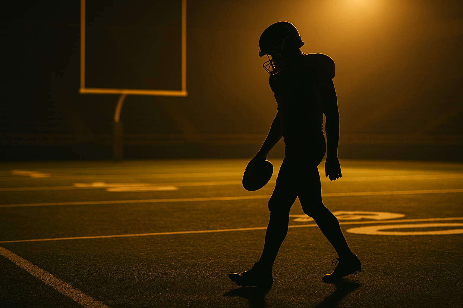 Silhouette of college football player